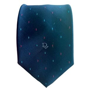 Christian Dior Silk blend Fabric from Italy blue tie made in USA